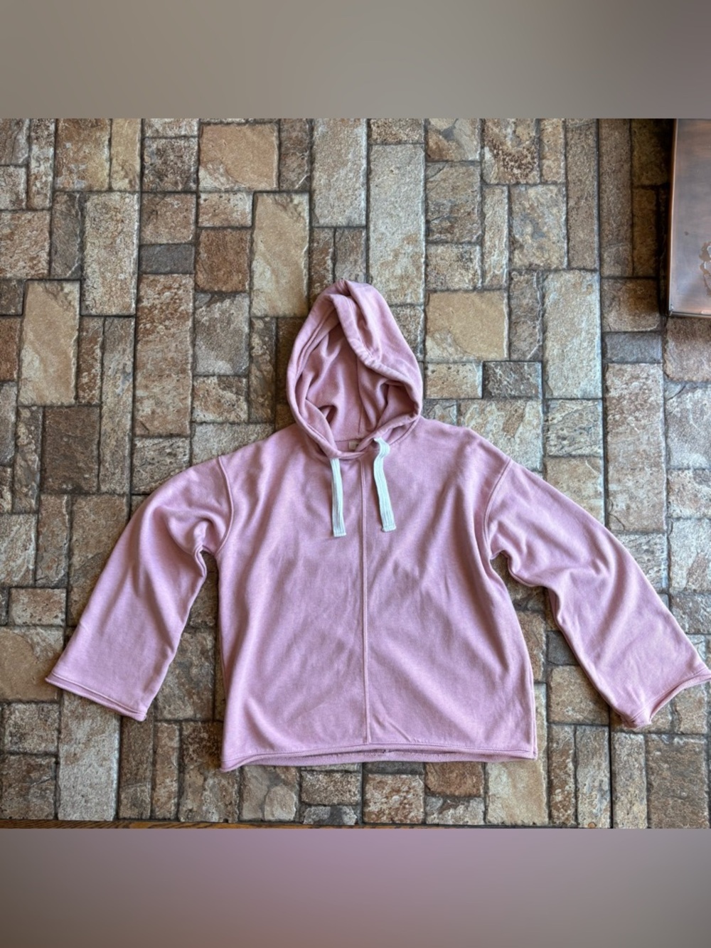 Madewell Dusty Rose Bell Sleeve Knit Hoodie Sweatshirt